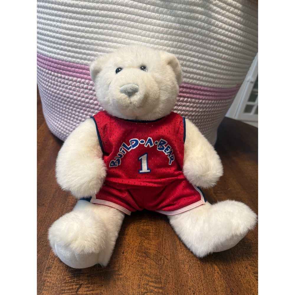 Build A Bear White Teddy Bear BABW 1 Basketball Jersey Shorts Outfit Plush